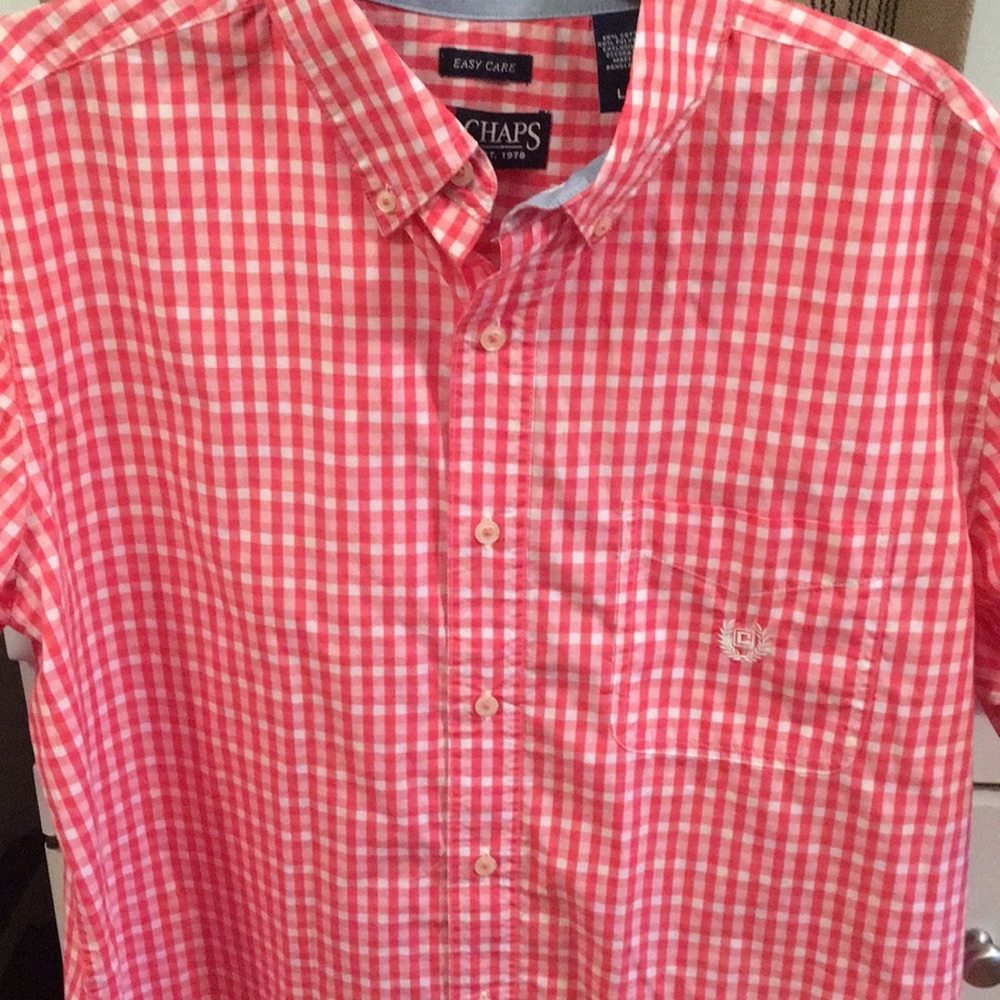Nwot Chaps Checked Red Button Down